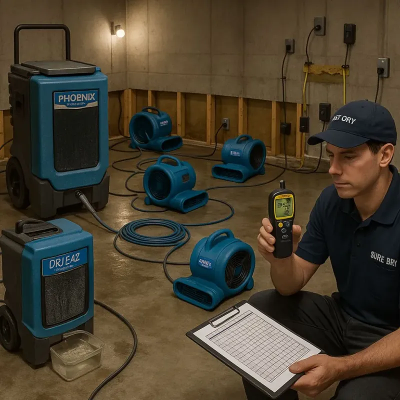 Structural Drying and Dehumidification process in Winthrop, MN